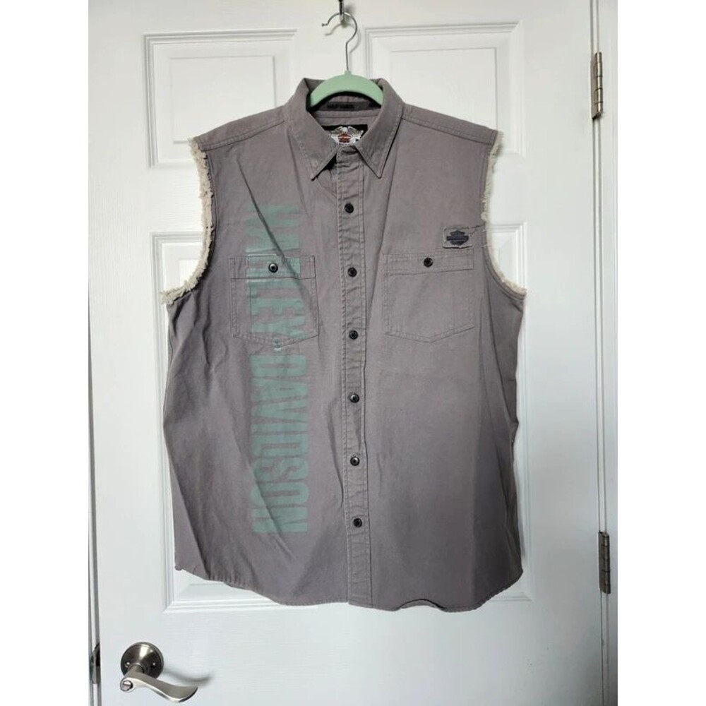 Harley Davison men's button down gray vest
